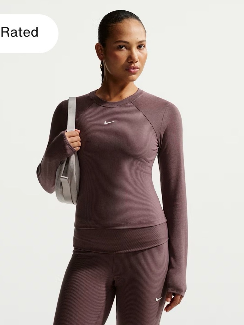 Nike Sportswear Chill Knit Long-Sleeve Ribbed Top in Tattoo/Sail
